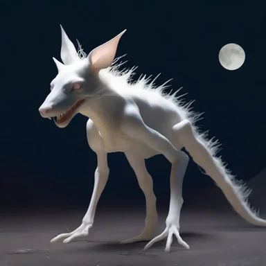 The albinal creature emerged from the shadows, its pale skin glowing in the moonlight, sending a chill down their spines.
