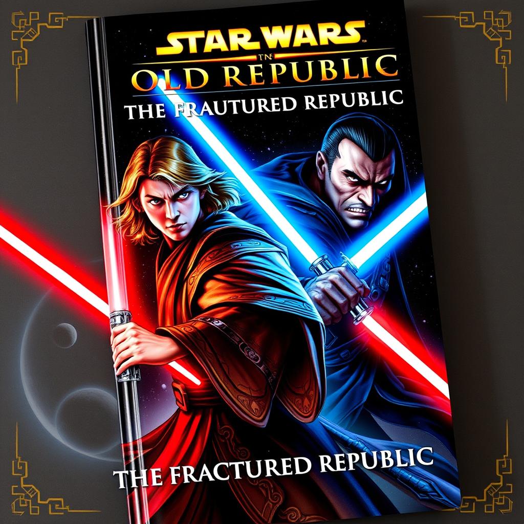 A striking and dynamic book cover for 'Star Wars: The Old Republic - The Fractured Republic'