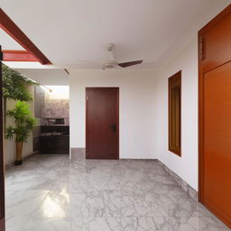 An elegantly designed 1 BHK (Bedroom, Hall, Kitchen) house with modern furniture and a comfortable, warm atmosphere.