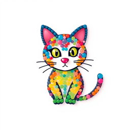 A stylish and creative logo design featuring a cat made from colorful beads