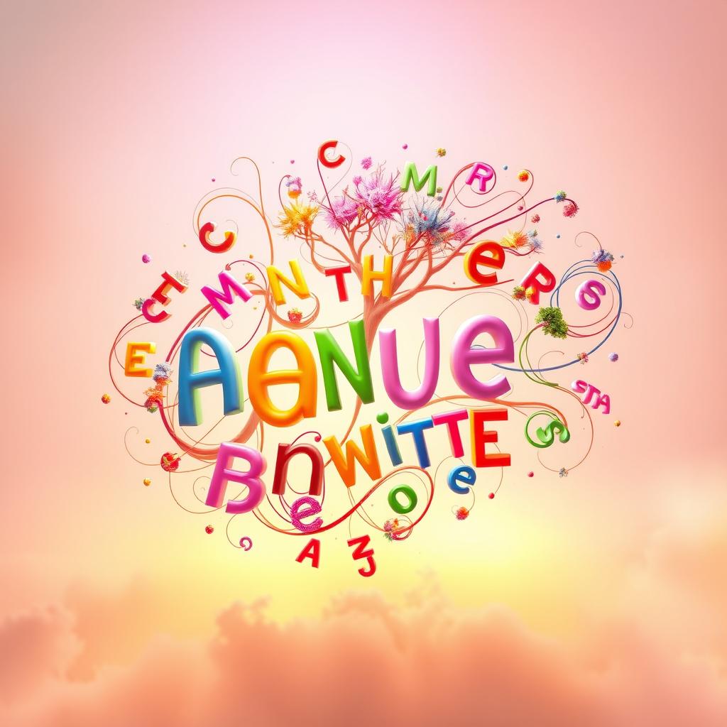 An imaginative, artistic representation of an image created from swirling lines and colorful text
