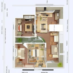 A detailed map layout of a 1 BHK (Bedroom, Hall, Kitchen) apartment showcasing a harmonious flow of spaces.