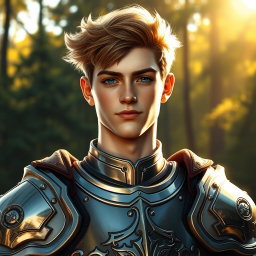 A young male paladin, embodying the essence of valor and nobility, with a youthful face resembling that of a 19-year-old