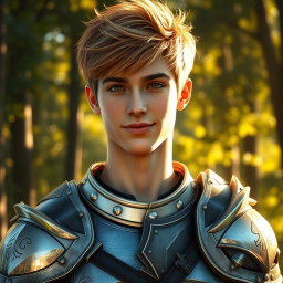 A young male paladin, embodying the essence of valor and nobility, with a youthful face resembling that of a 19-year-old