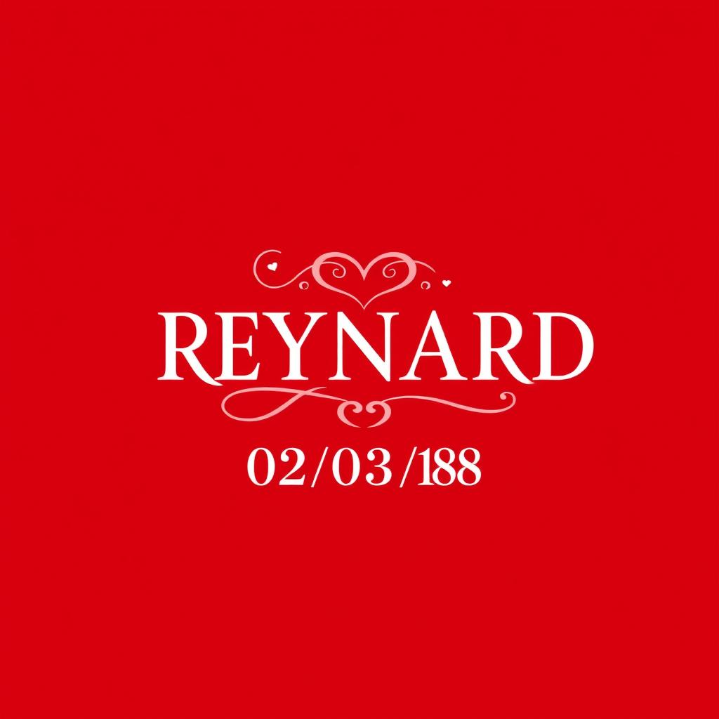 A romantic t-shirt couple design featuring the word 'REYNARD' in an elegant, flowing typography, symbolizing love and connection