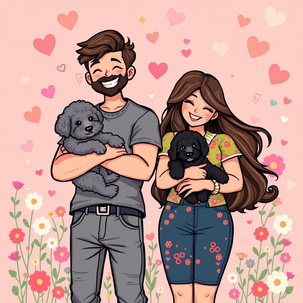 A charming retro pixel art depiction of a cute couple