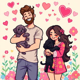 A charming retro pixel art depiction of a cute couple