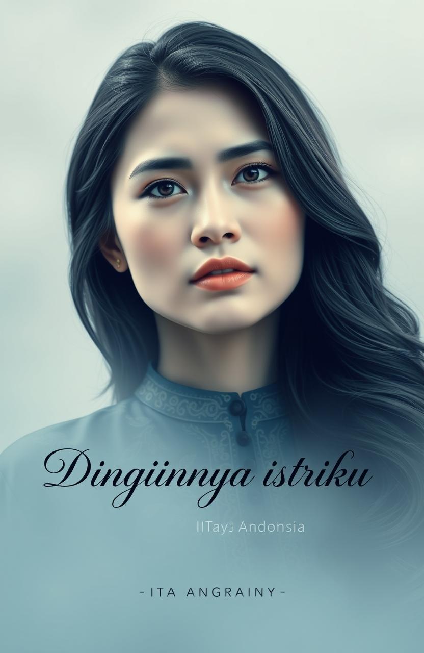 A beautiful Indonesian woman with a sharp nose, displaying a melancholic expression