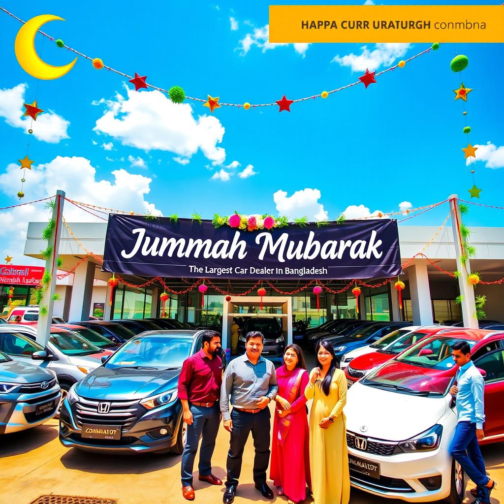 A festive and inviting image to celebrate Jummah Mubarak, prominently featuring the logo of Zohura Autos Ltd, the largest car dealer in Bangladesh