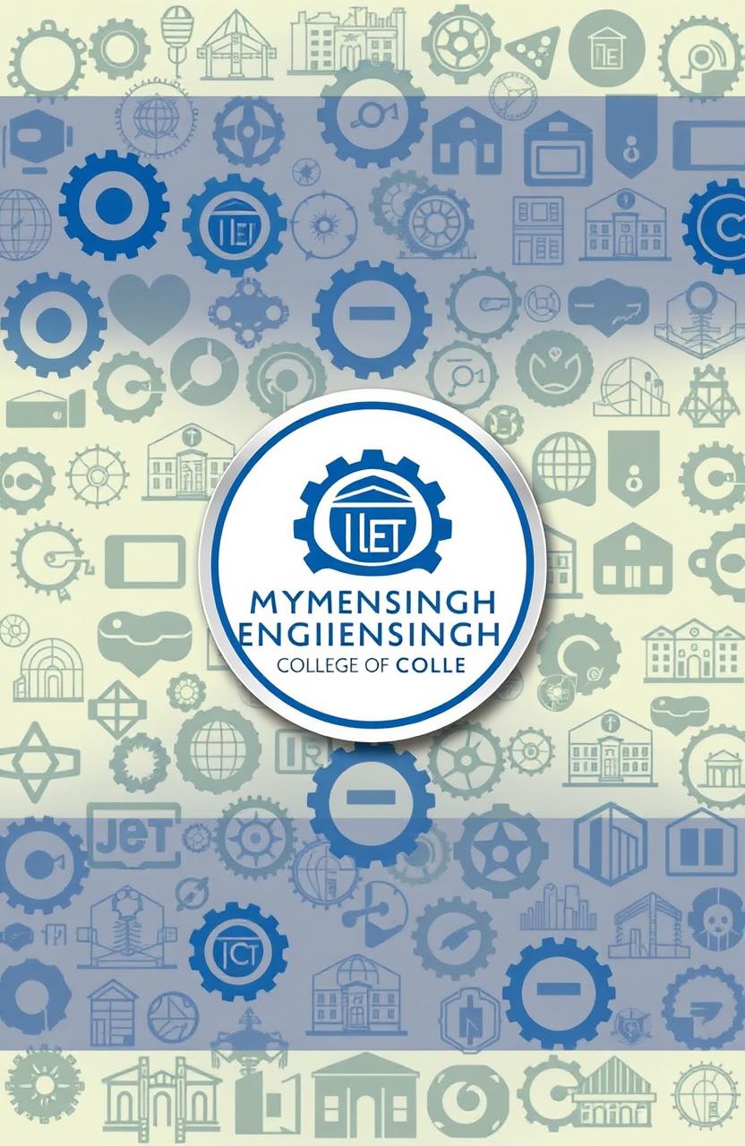 A vibrant and eye-catching cover design featuring various engineering logos such as gears, circuit designs, and architectural blueprints arranged harmoniously in the background