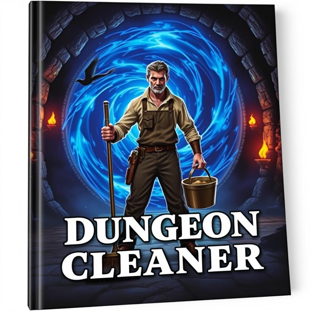 A captivating book cover for a title 'Dungeon Cleaner'