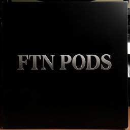 An album cover featuring the title “FTN PODS” prominently displayed in a bold, striking font against a dark background