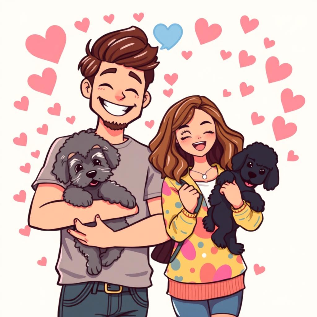 A delightful retro pixel art illustration of a cute couple posing for a selfie