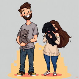 A delightful retro pixel art scene featuring a cute couple