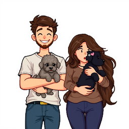 A delightful retro pixel art scene featuring a cute couple