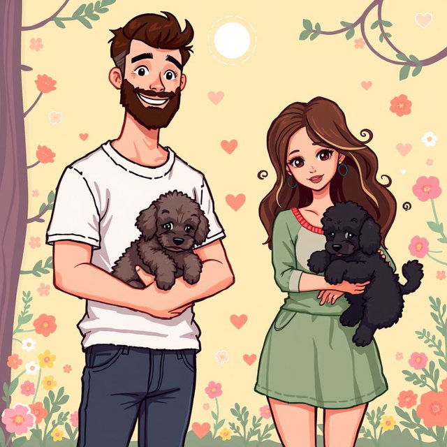 A charming retro pixel art scene featuring a cute couple