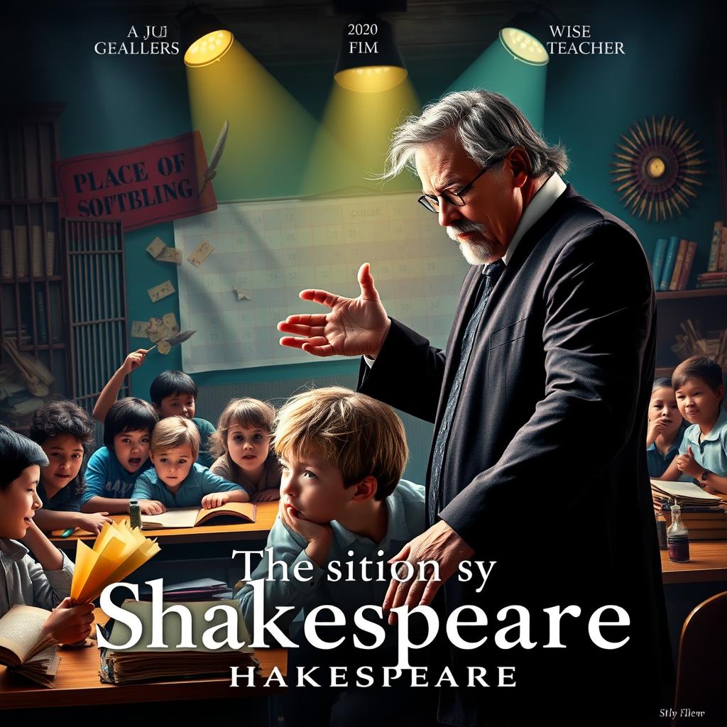 A dramatic film poster featuring a chaotic classroom scene with vibrant colors to depict hyperactivity, showing a frustrated child with speech problems expressing their feelings