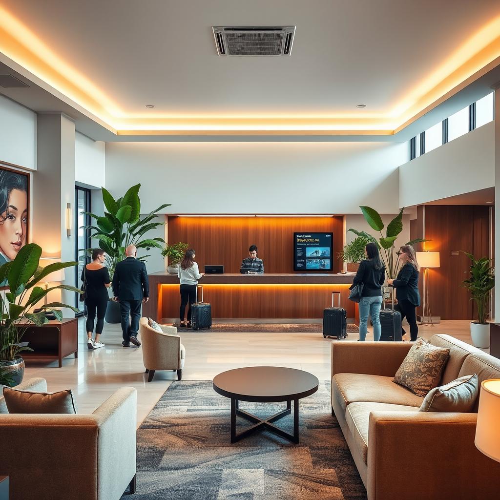 Welcome to Elegance: Modern Hotel Reception Area