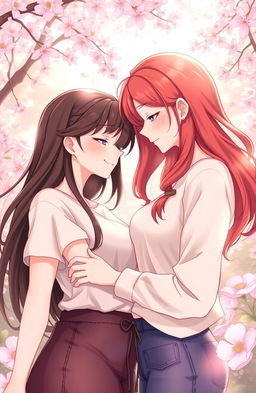 A heartwarming scene featuring two females lovingly gazing into each other's eyes