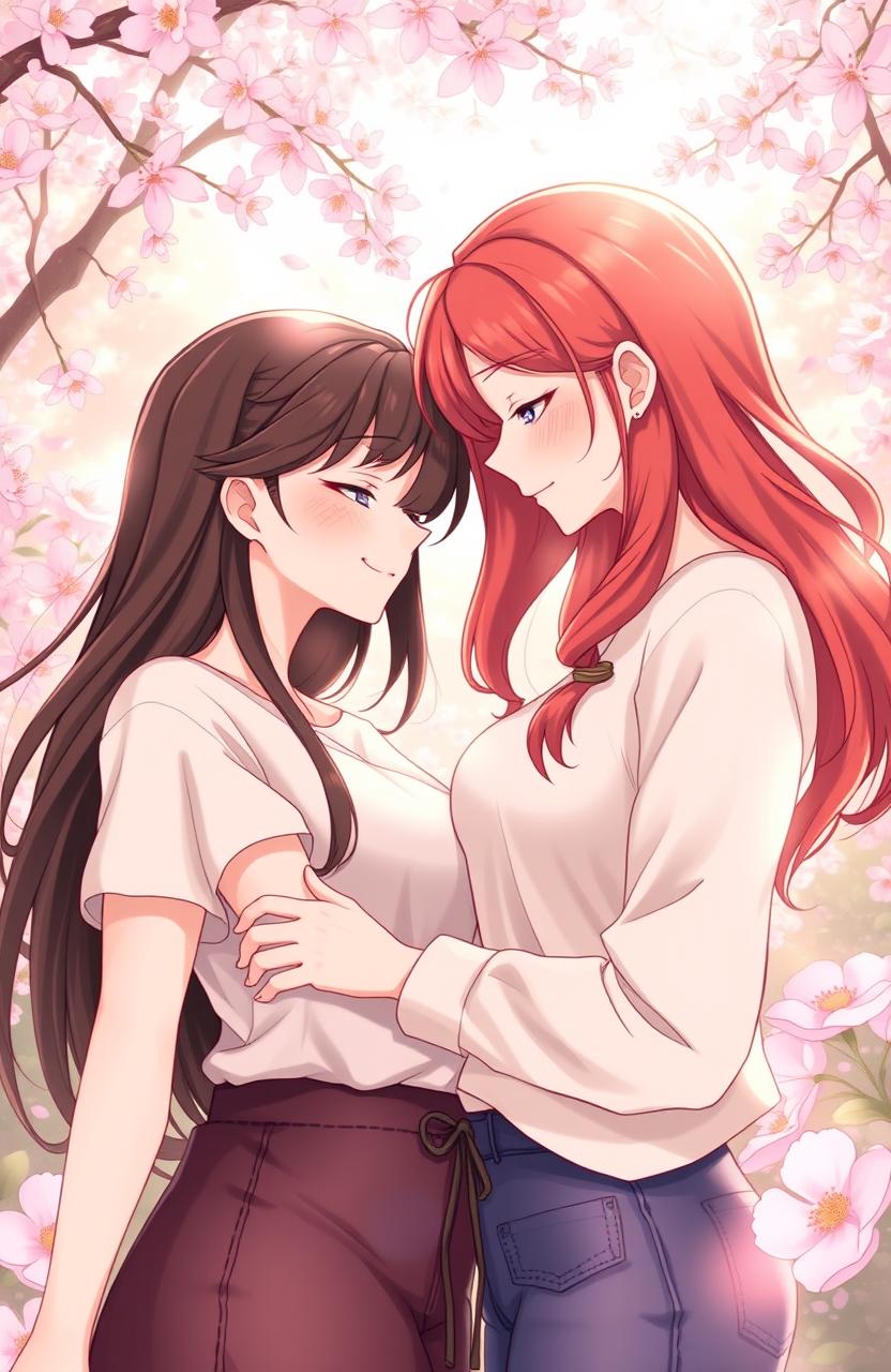 A heartwarming scene featuring two females lovingly gazing into each other's eyes