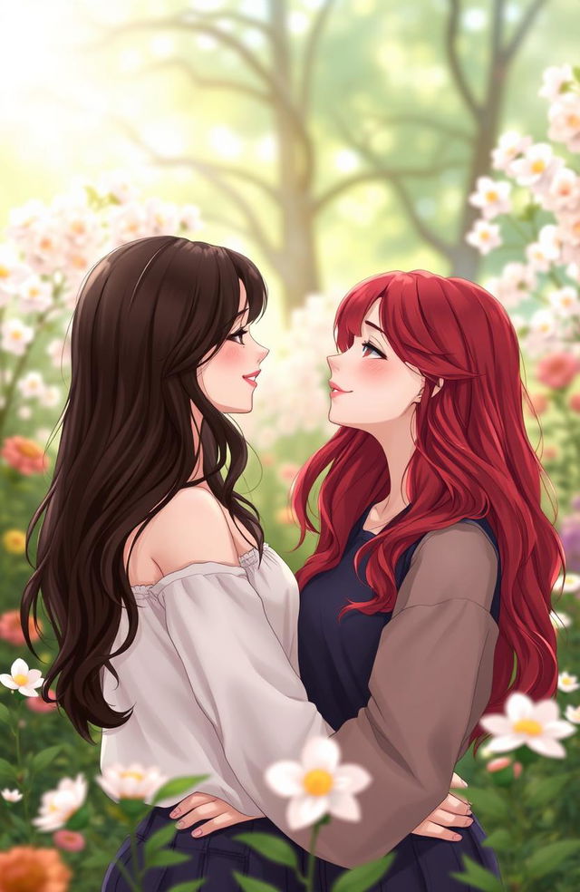 A heartwarming scene featuring two females lovingly gazing into each other's eyes