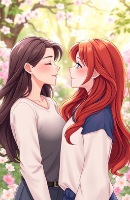 A heartwarming scene featuring two females lovingly gazing into each other's eyes