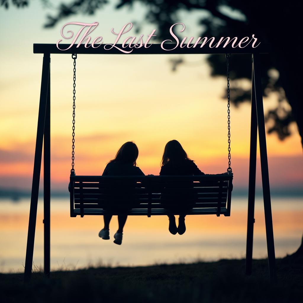 A captivating book cover design themed around unspoken love, featuring a swing set in the foreground, placed slightly to the left of center