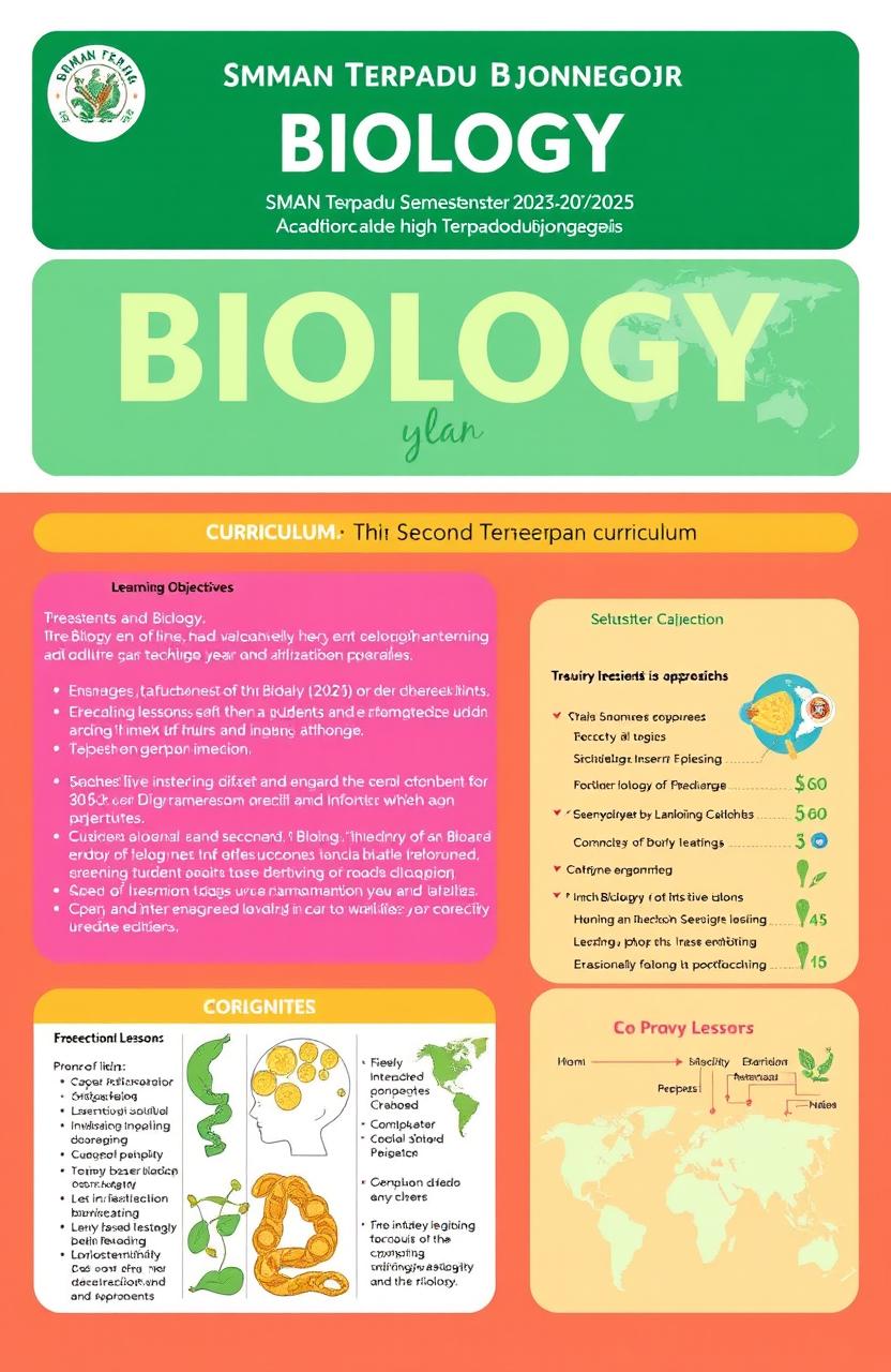 A detailed educational plan for a Biology curriculum for the second semester of the 2024/2025 academic year at SMAN Terpadu Bojonegoro
