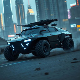 A sleek, futuristic military vehicle designed with advanced aerodynamics