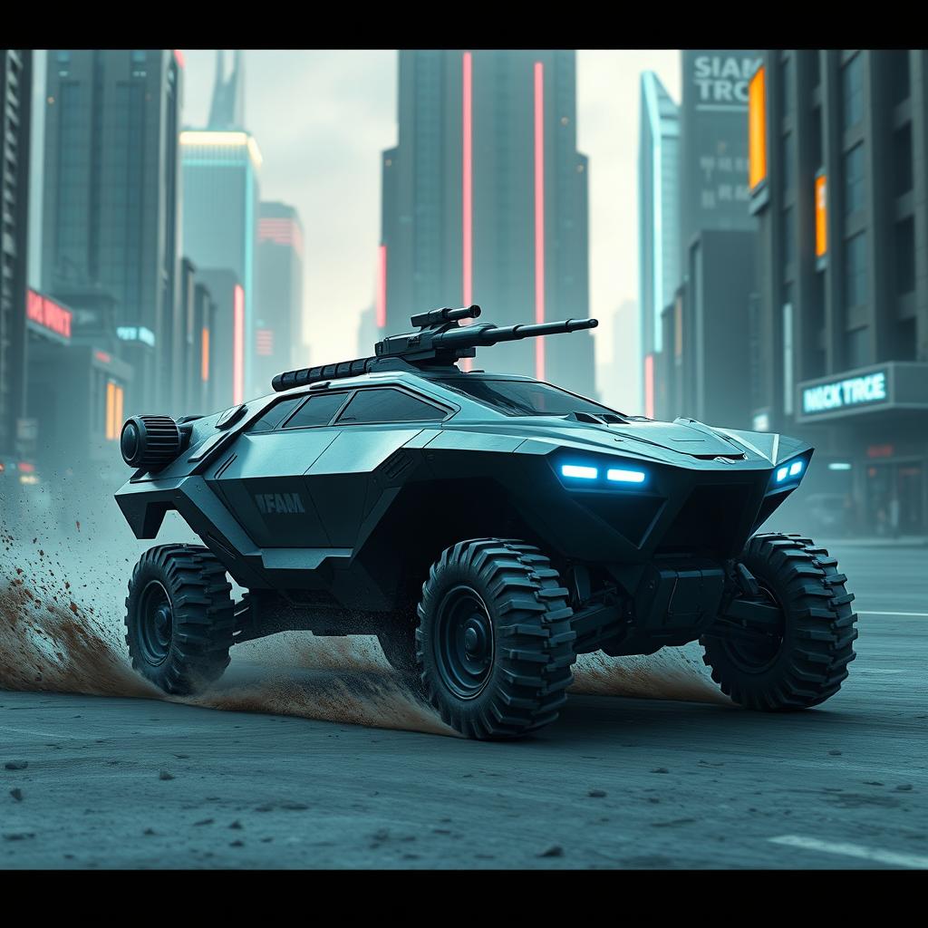 A sleek, futuristic military vehicle designed with advanced aerodynamics