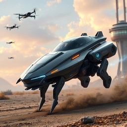 A sleek, futuristic military vehicle designed with advanced aerodynamics and cutting-edge technology