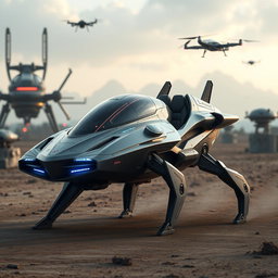 A sleek, futuristic military vehicle designed with advanced aerodynamics and cutting-edge technology