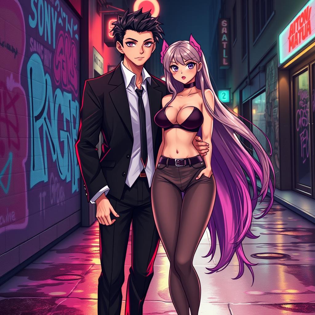 A young mafia couple in a stylish anime setting