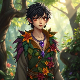 A slim male halfling character for a fantasy RPG, featuring brown eyes and black hair