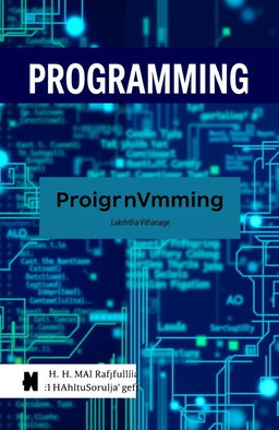 A vibrant and engaging A4 book cover with the heading 'PROGRAMMING' prominently displayed at the top in bold, modern font