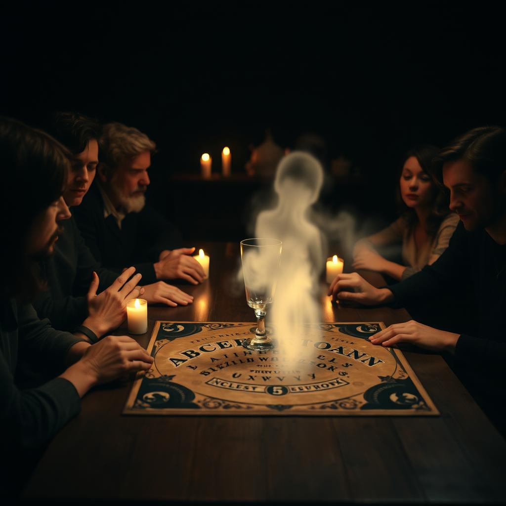 A dark and slightly blurred background, resembling a room lit only by the flickering glow of candles