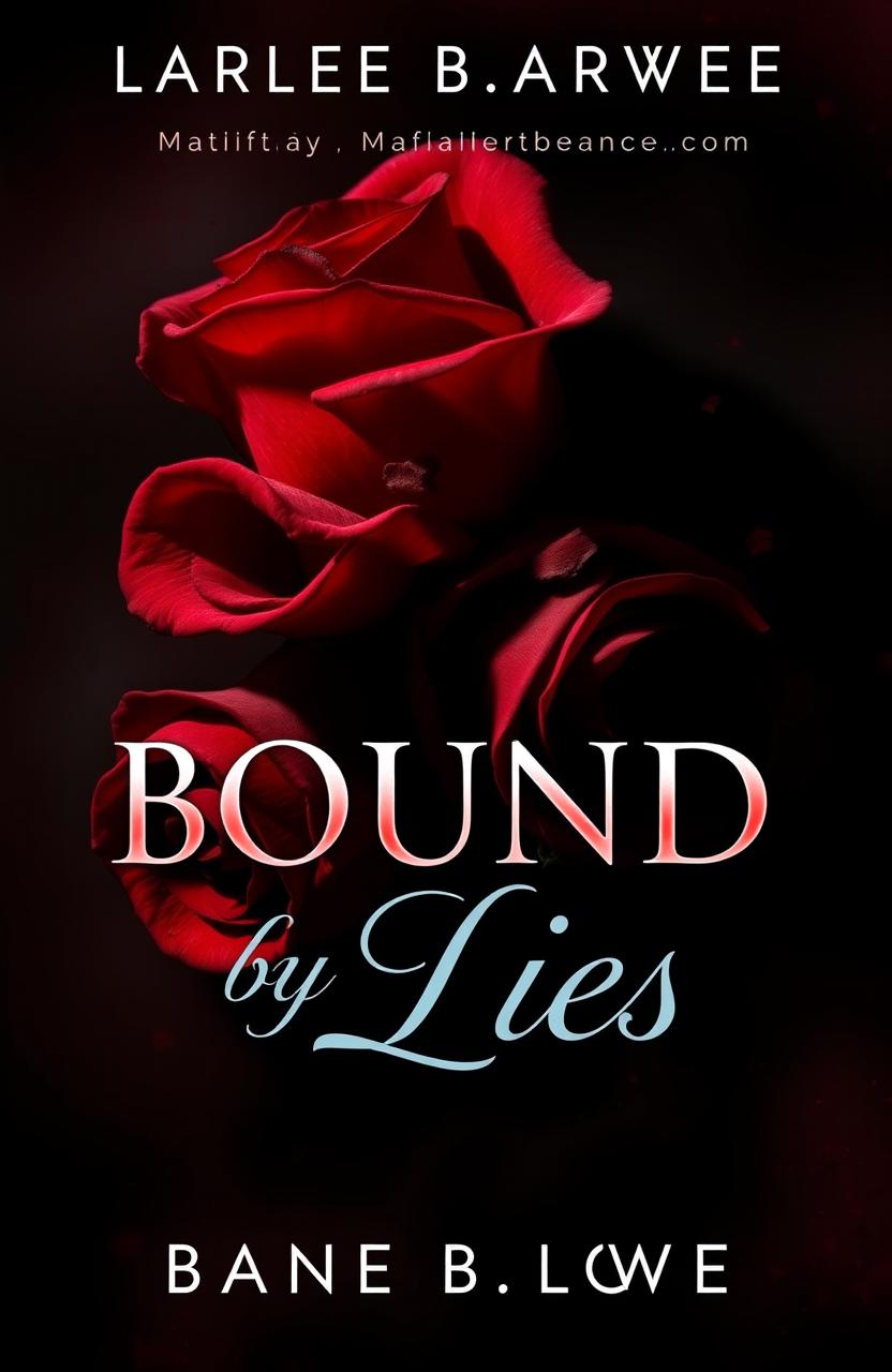 A moody and atmospheric book cover design for a dark romance novel titled 'Bound by Lies'