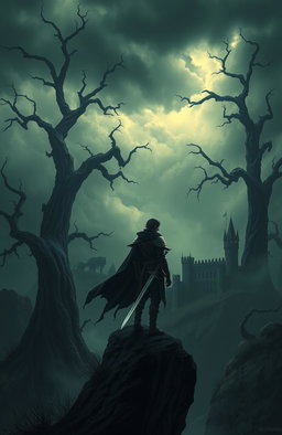 A dark fantasy scene inspired by isekai and soulsborne aesthetics