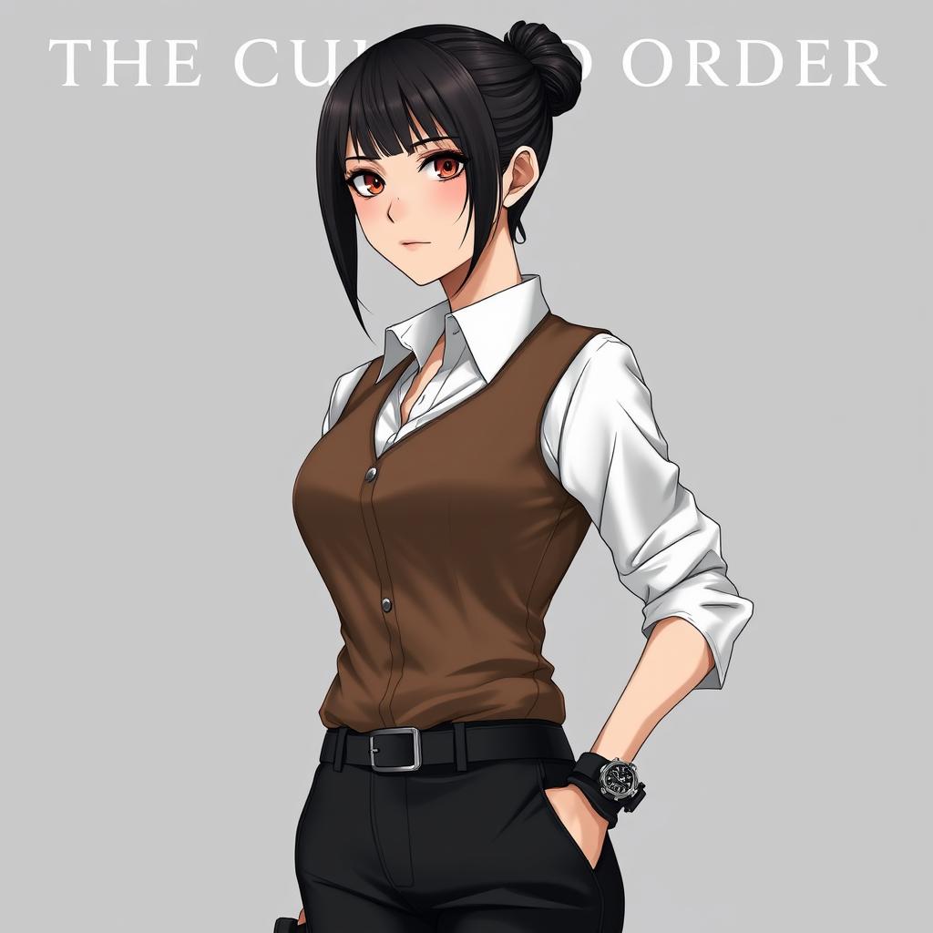 A striking cover page for a thriller story titled 'THE CRUMBLED ORDER', showcasing an anime or manga style woman as the main character