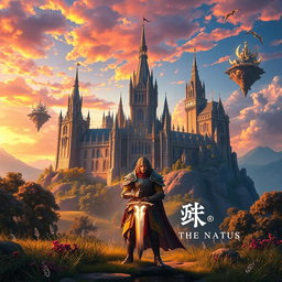 An enchanting isekai fantasy book cover featuring a majestic castle in the background, surrounded by lush, magical landscapes