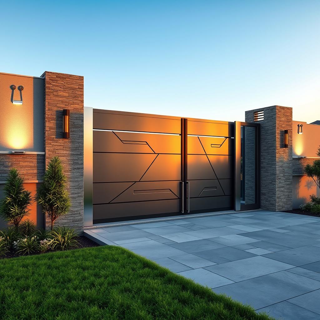 Sleek Contemporary Main Entry Gate Design