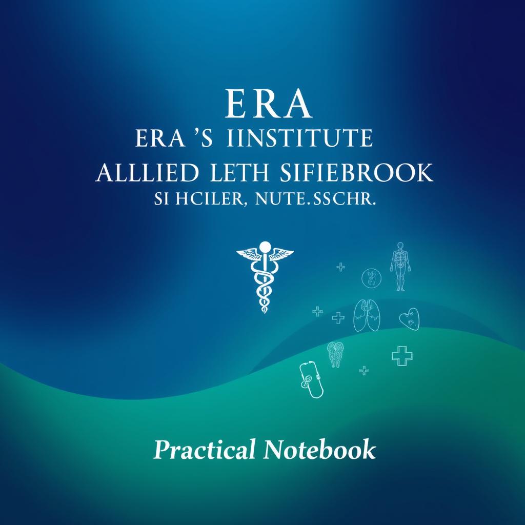 A front cover design for a practical notebook tailored for medical students at the 'ERA'S INSTITUTE OF ALLIED HEALTH SCIENCES & RESEARCH'
