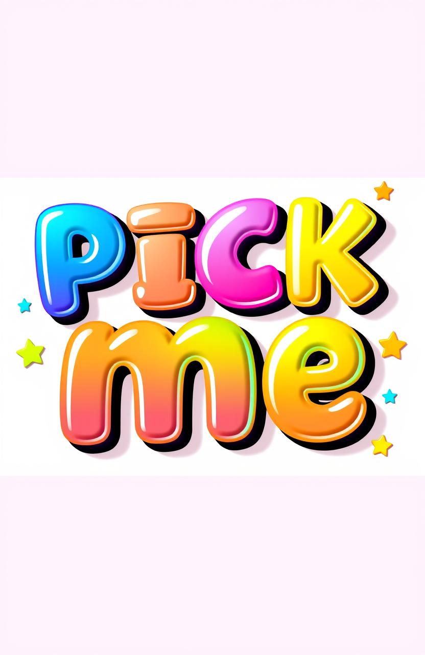 A vibrant and colorful graphic featuring the words 'PICK ME' in bold, playful letters