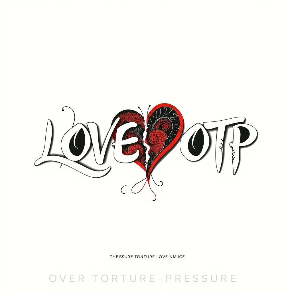 Create a visually striking movie title for "LOVE OTP" with the caption "OVER TORTURE PRESSURE"