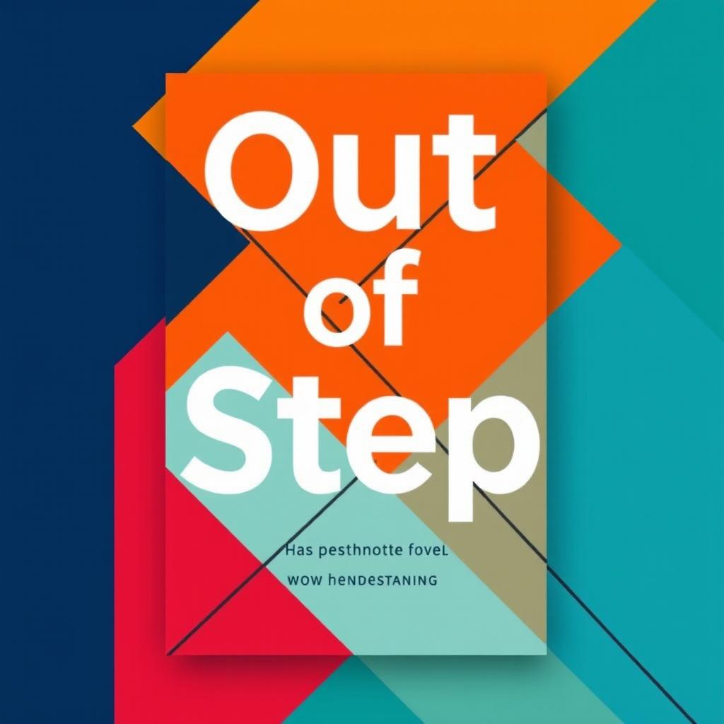 A visually engaging book cover for the title "Out of Step," featuring abstract geometric shapes and vibrant colors