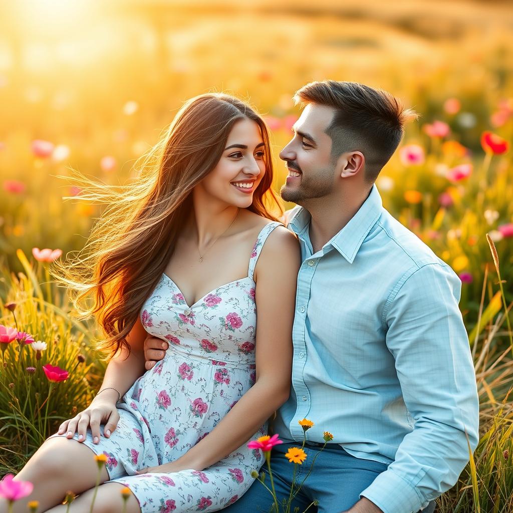 A romantic couple portrait that combines the features of two individual photos