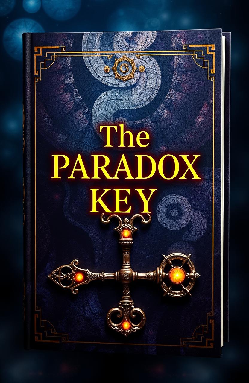 A captivating and mysterious book cover design featuring the title "The Paradox Key" prominently displayed