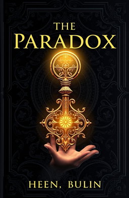 A captivating book cover design for 'The Paradox Key', showcasing an ancient, glowing key at the center
