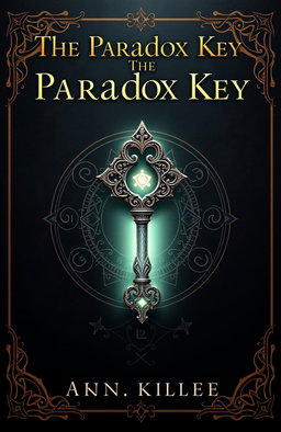 A captivating book cover design for 'The Paradox Key', showcasing an ancient, glowing key at the center
