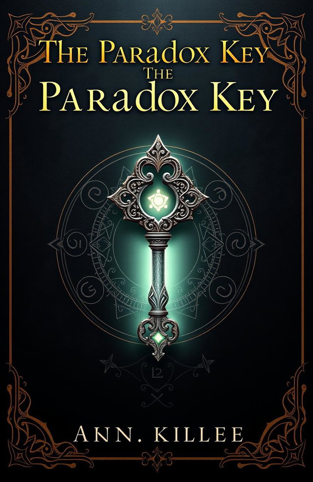 A captivating book cover design for 'The Paradox Key', showcasing an ancient, glowing key at the center